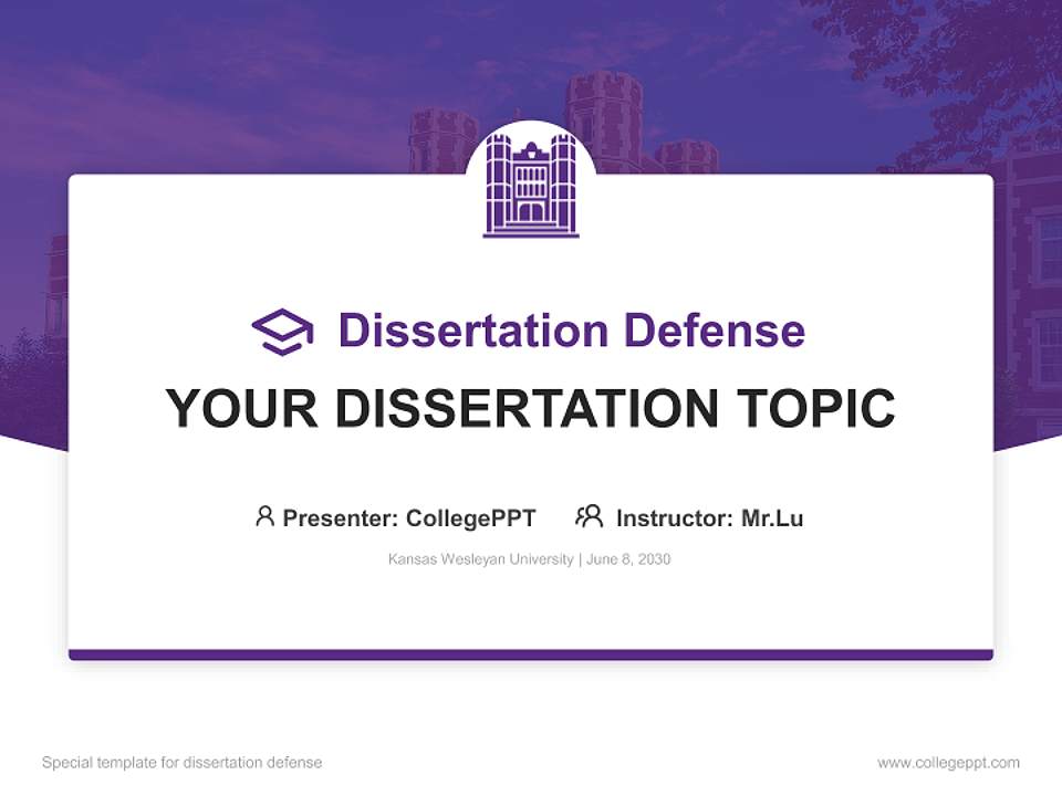 Kansas Wesleyan University Graduation Thesis Defense PPT Template4:3 ratio PPT effect preview image7