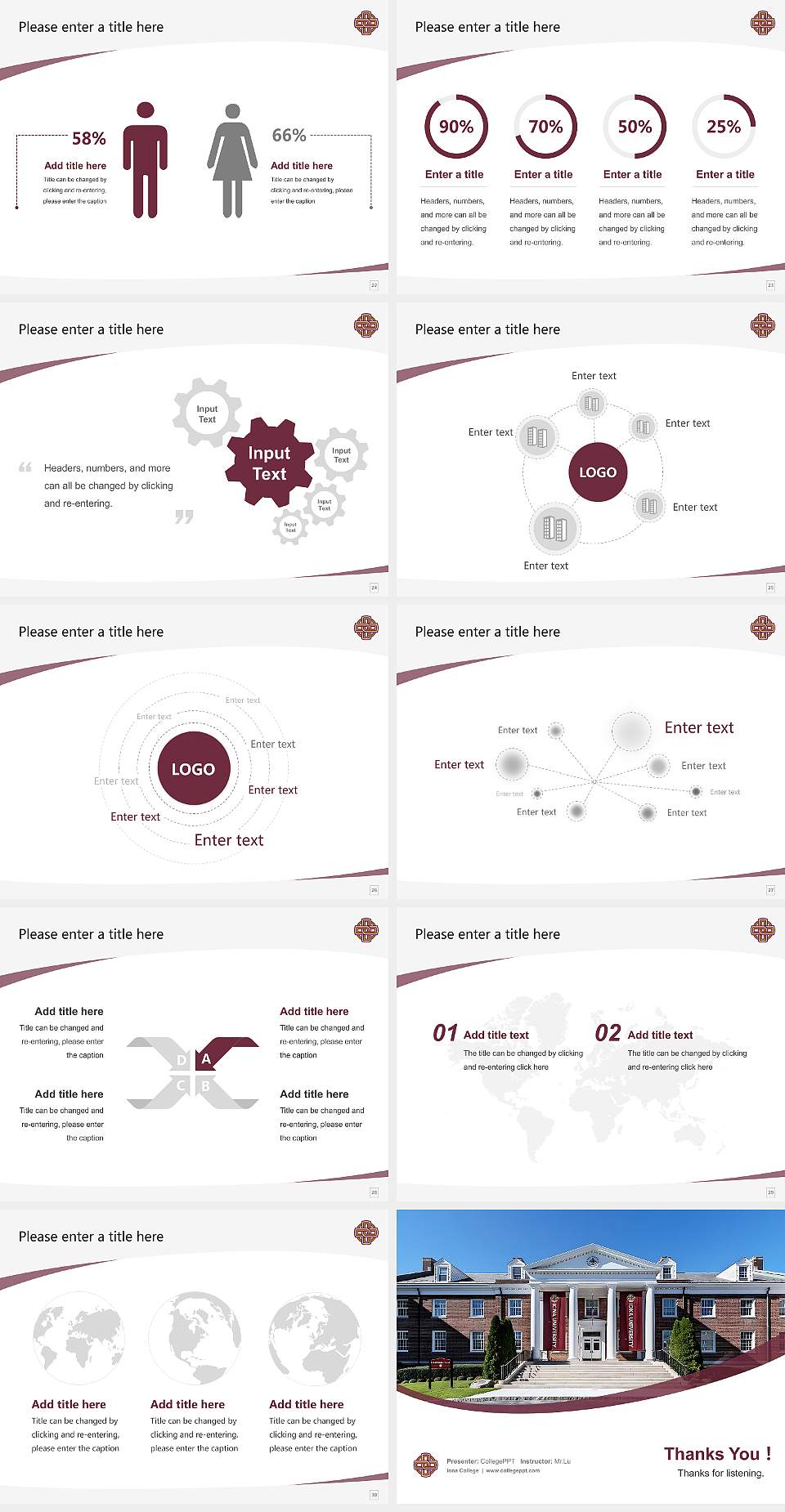 Iona College Course/Courseware Creation PPT Template4:3 ratio PPT effect preview image4