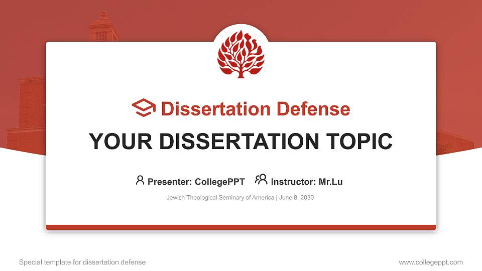 Jewish Theological Seminary of America Graduation Thesis Defense PPT Template16:9 ratio PPT effect preview image