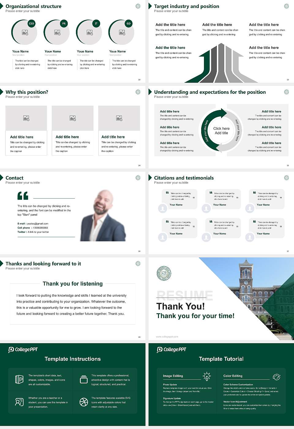 Lake Erie College Resume PPT Template16:9 ratio PPT effect preview image4