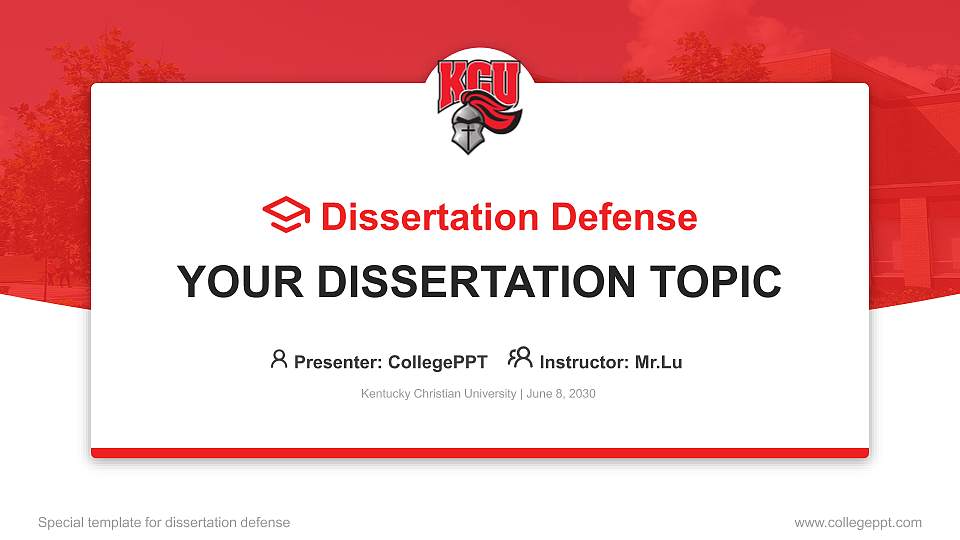 Kentucky Christian University Graduation Thesis Defense PPT Template16:9 ratio PPT effect preview image