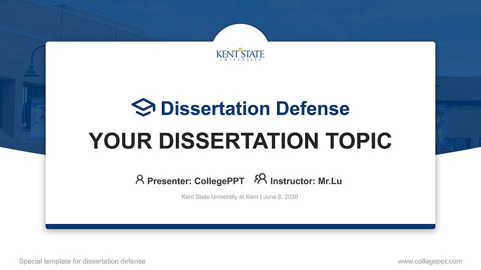 Kent State University at Kent Graduation Thesis Defense PPT Template16:9 ratio PPT effect preview image