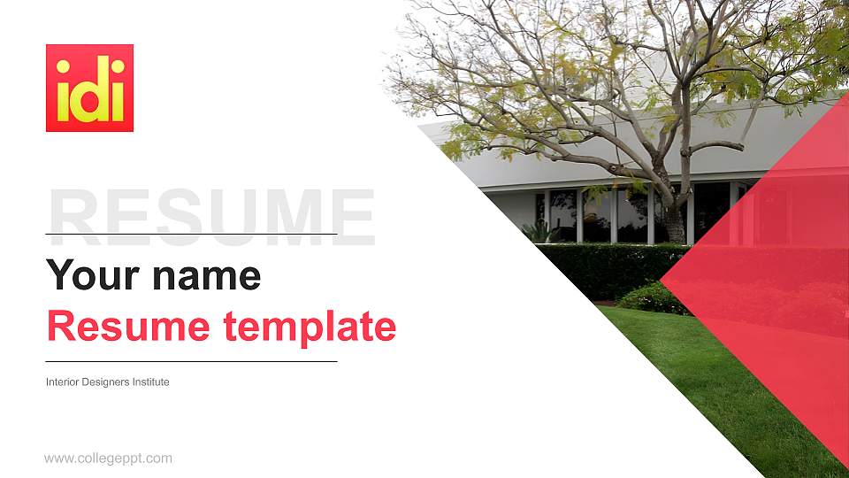 Interior Designers Institute Resume PPT Template16:9 ratio PPT effect preview image