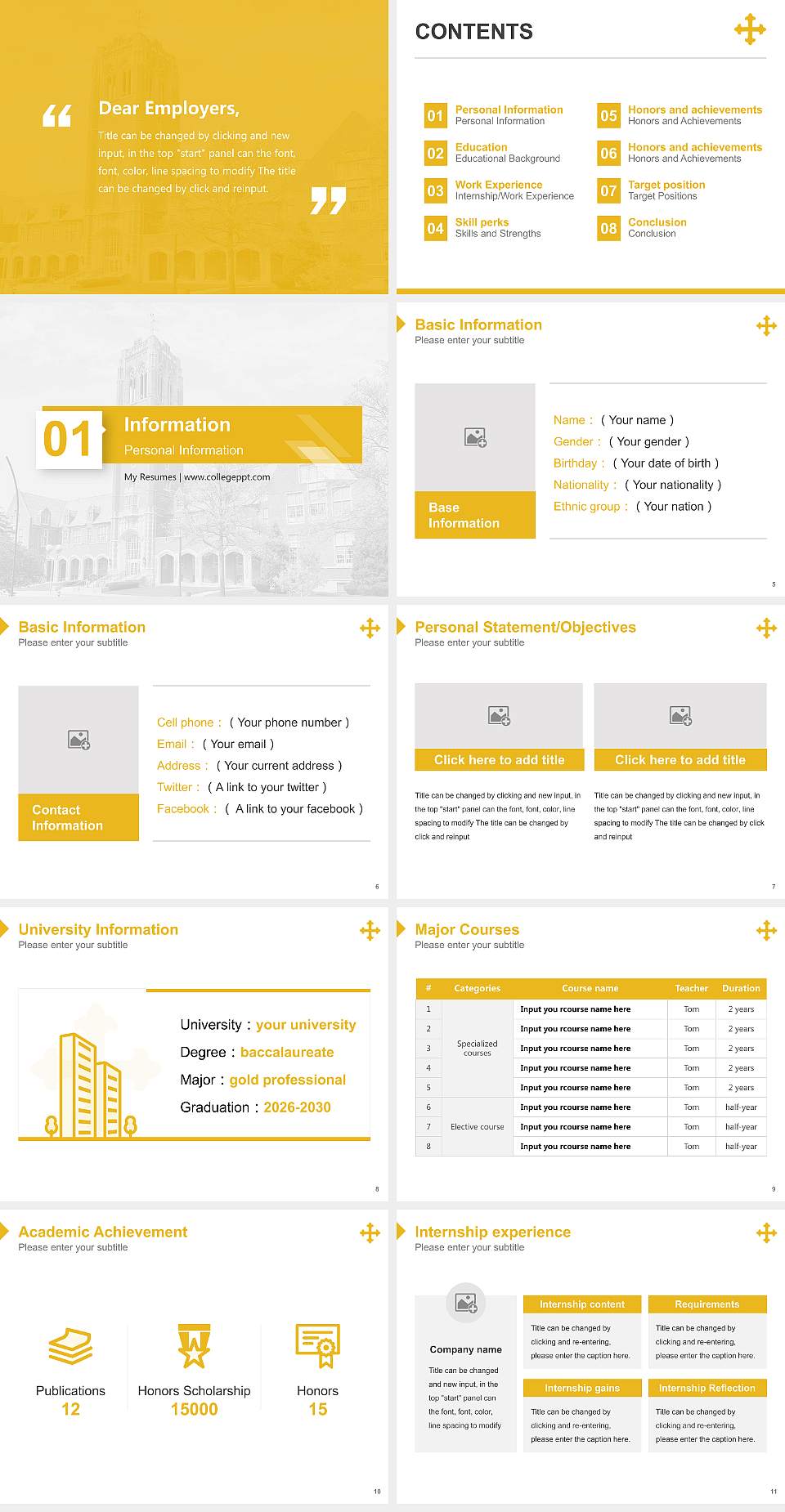 John Carroll University Resume PPT Template4:3 ratio PPT effect preview image2