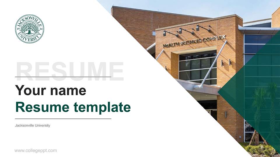 Jacksonville University Resume PPT Template16:9 ratio PPT effect preview image