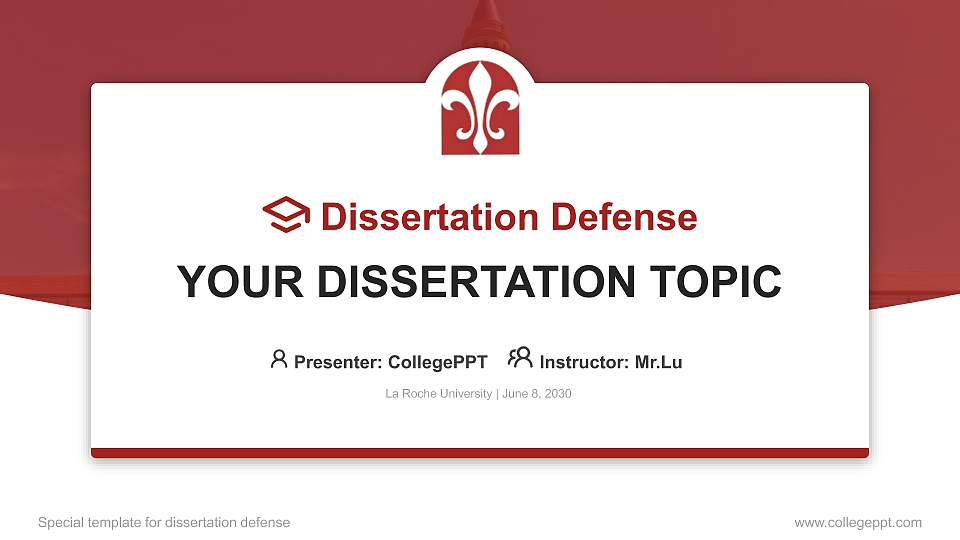 La Roche University Graduation Thesis Defense PPT Template16:9 ratio PPT effect preview image