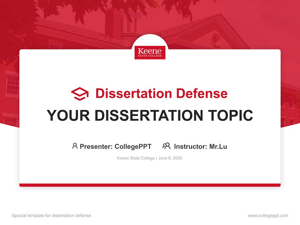 Keene State College Graduation Thesis Defense PPT Template4:3 ratio PPT effect preview image7