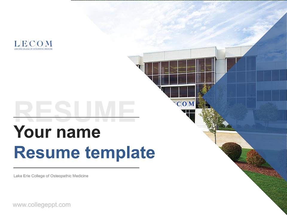 Lake Erie College of Osteopathic Medicine Resume PPT Template4:3 ratio PPT effect preview image5