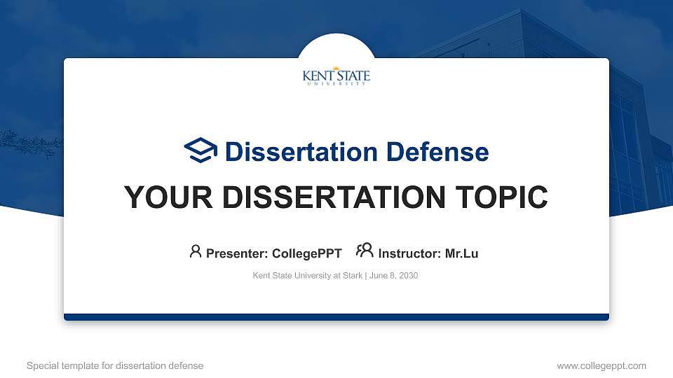 Kent State University at Stark Graduation Thesis Defense PPT Template16:9 ratio PPT effect preview image