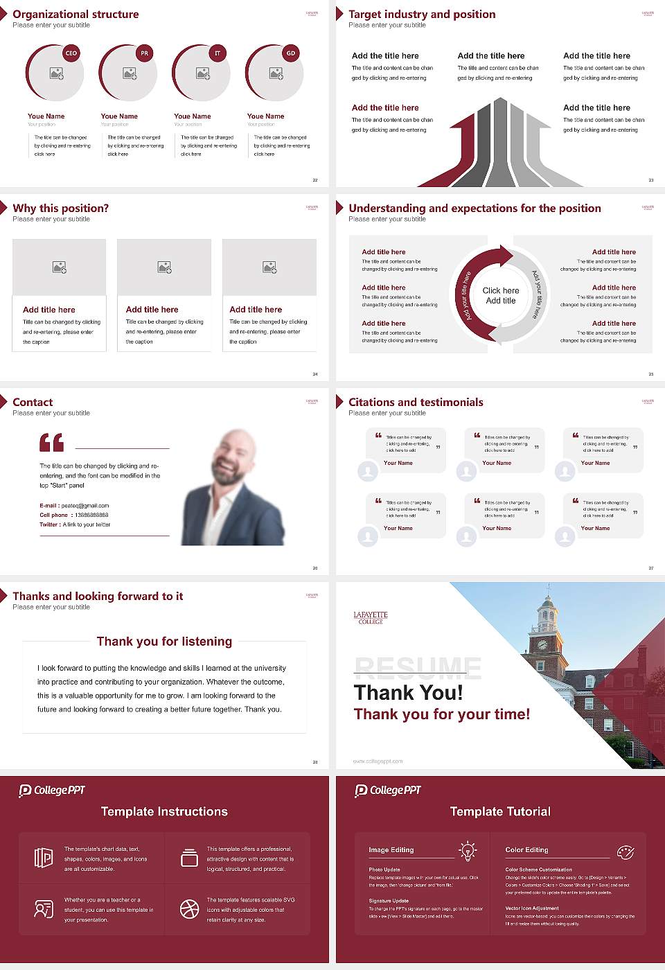 Lafayette College Resume PPT Template16:9 ratio PPT effect preview image4