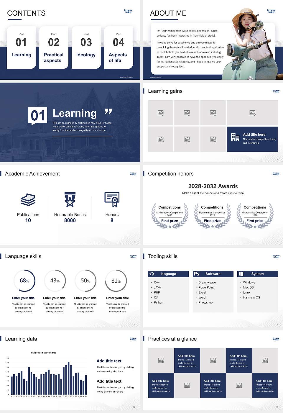 Keystone College National Scholarship Defense PPT Template16:9 ratio PPT effect preview image2