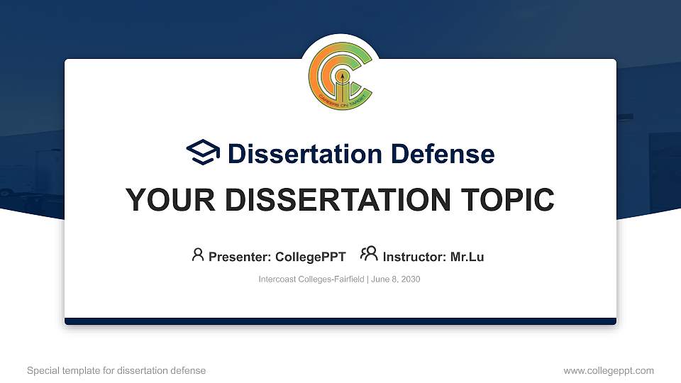 Intercoast Colleges-Fairfield Graduation Thesis Defense PPT Template16:9 ratio PPT effect preview image