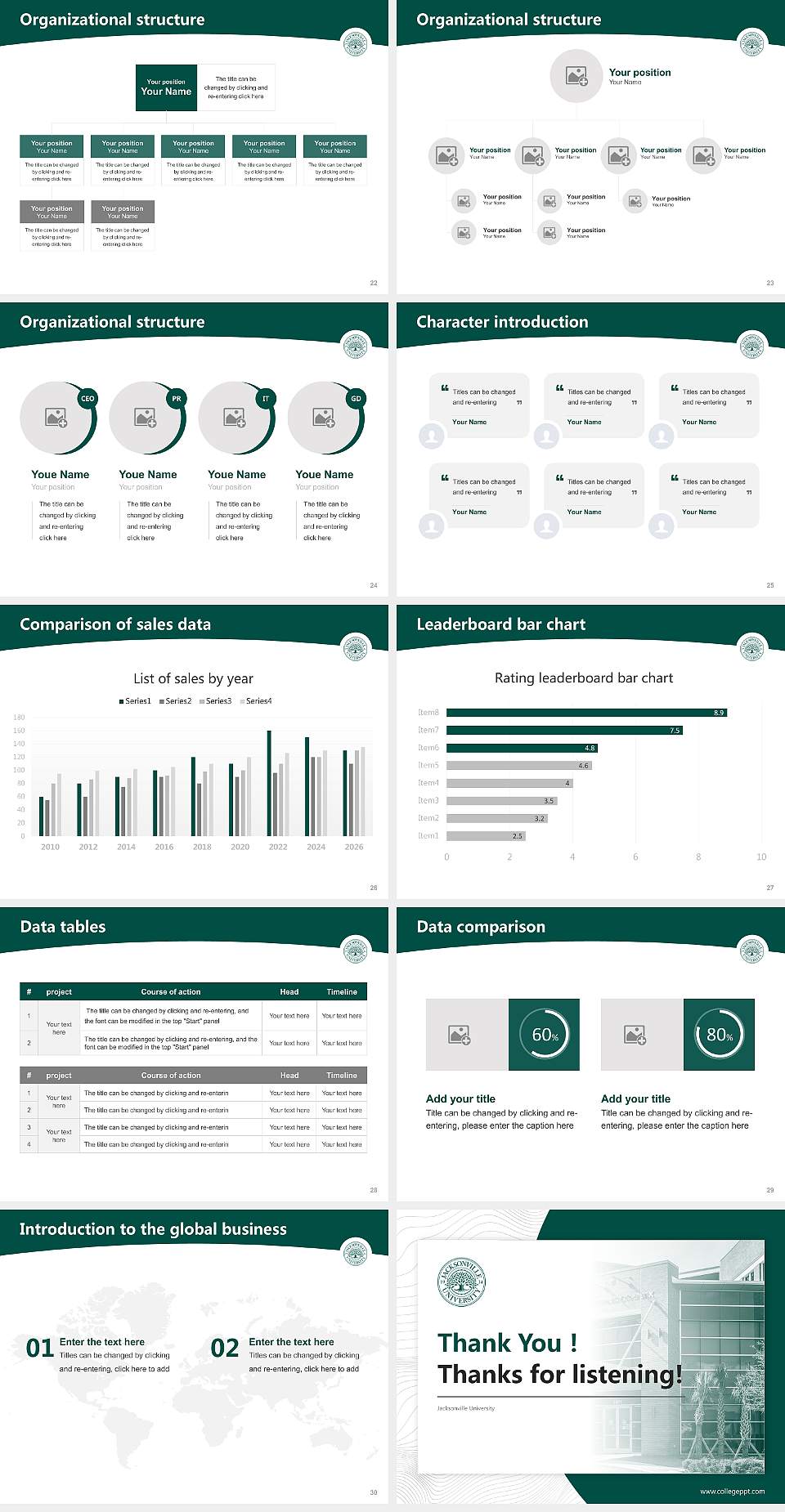 Jacksonville University Academic Presentation/Research Findings Report PPT Template4:3 ratio PPT effect preview image4