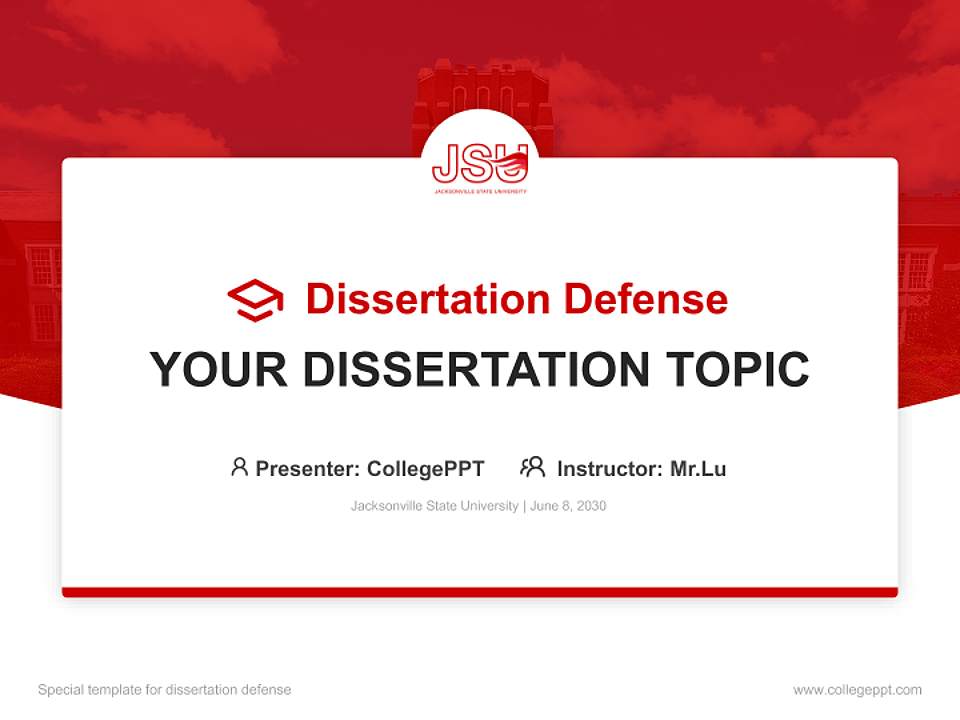 Jacksonville State University Graduation Thesis Defense PPT Template4:3 ratio PPT effect preview image7