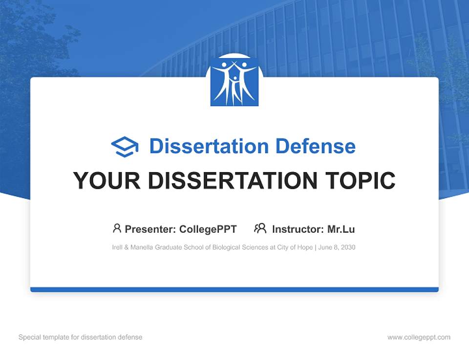 Irell & Manella Graduate School of Biological Sciences at City of Hope Graduation Thesis Defense PPT Template4:3 ratio PPT effect preview image7