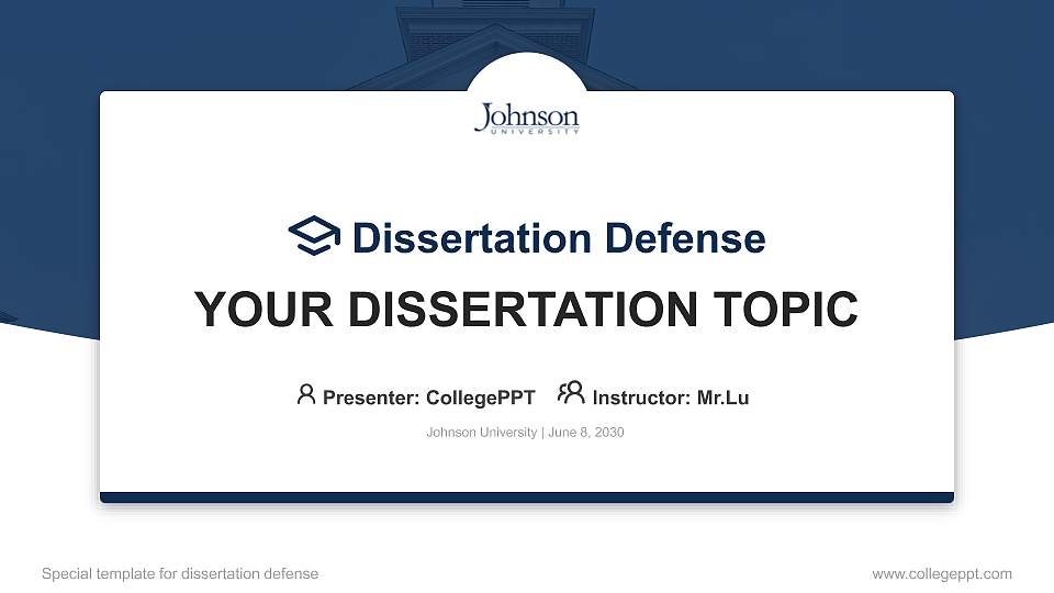 Johnson University Graduation Thesis Defense PPT Template16:9 ratio PPT effect preview image