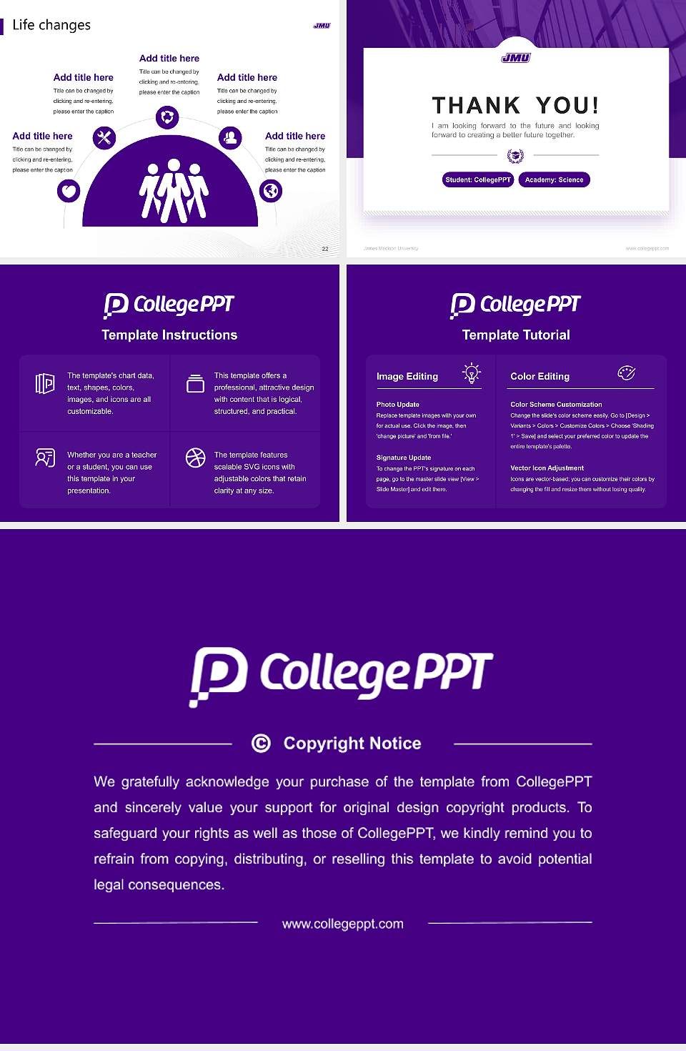 James Madison University National Scholarship Defense PPT Template4:3 ratio PPT effect preview image4