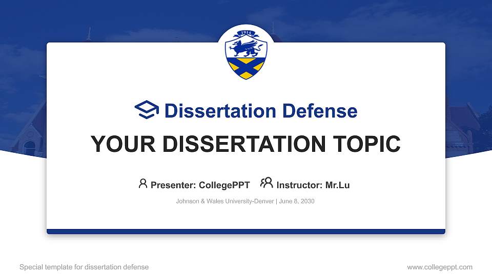 Johnson & Wales University-Denver Graduation Thesis Defense PPT Template16:9 ratio PPT effect preview image1