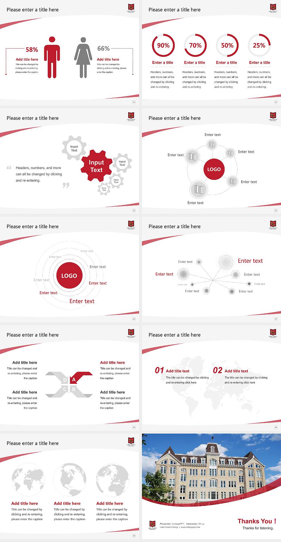 Lake Forest College Course/Courseware Creation PPT Template4:3 ratio PPT effect preview image4