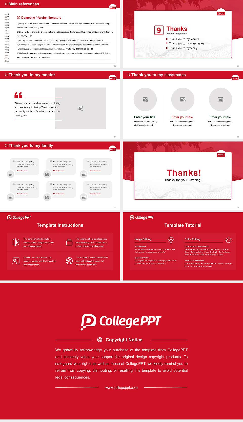 Keene State College Graduation Thesis Defense PPT Template16:9 ratio PPT effect preview image7
