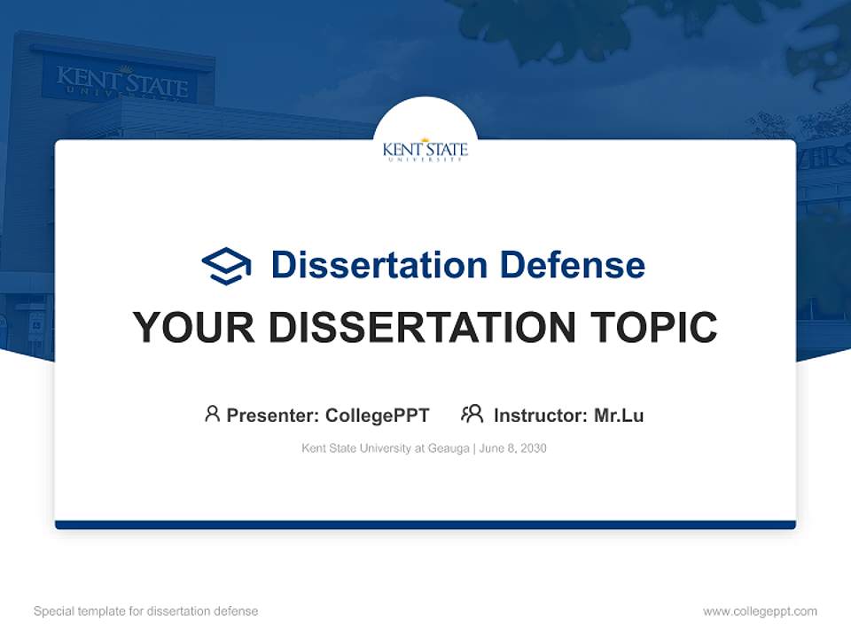 Kent State University at Geauga Graduation Thesis Defense PPT Template4:3 ratio PPT effect preview image7
