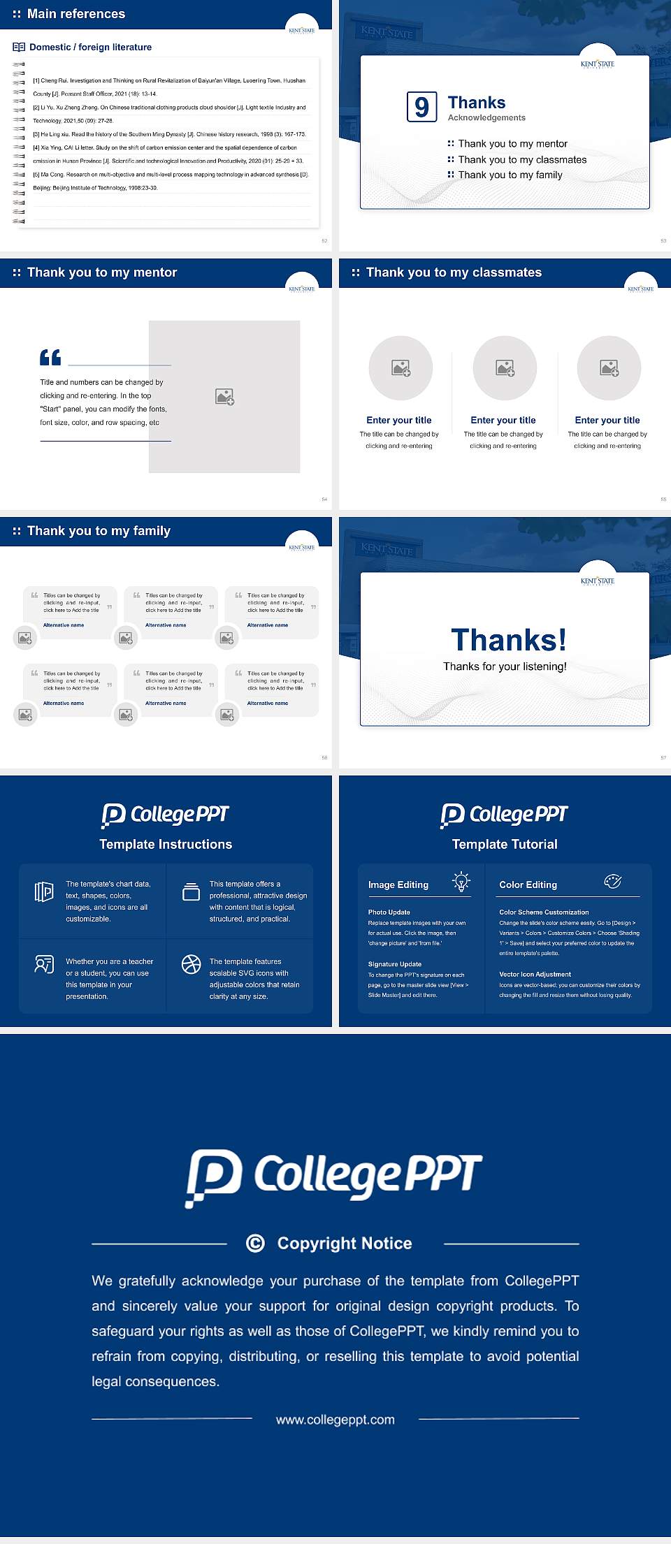 Kent State University at Geauga Graduation Thesis Defense PPT Template4:3 ratio PPT effect preview image7