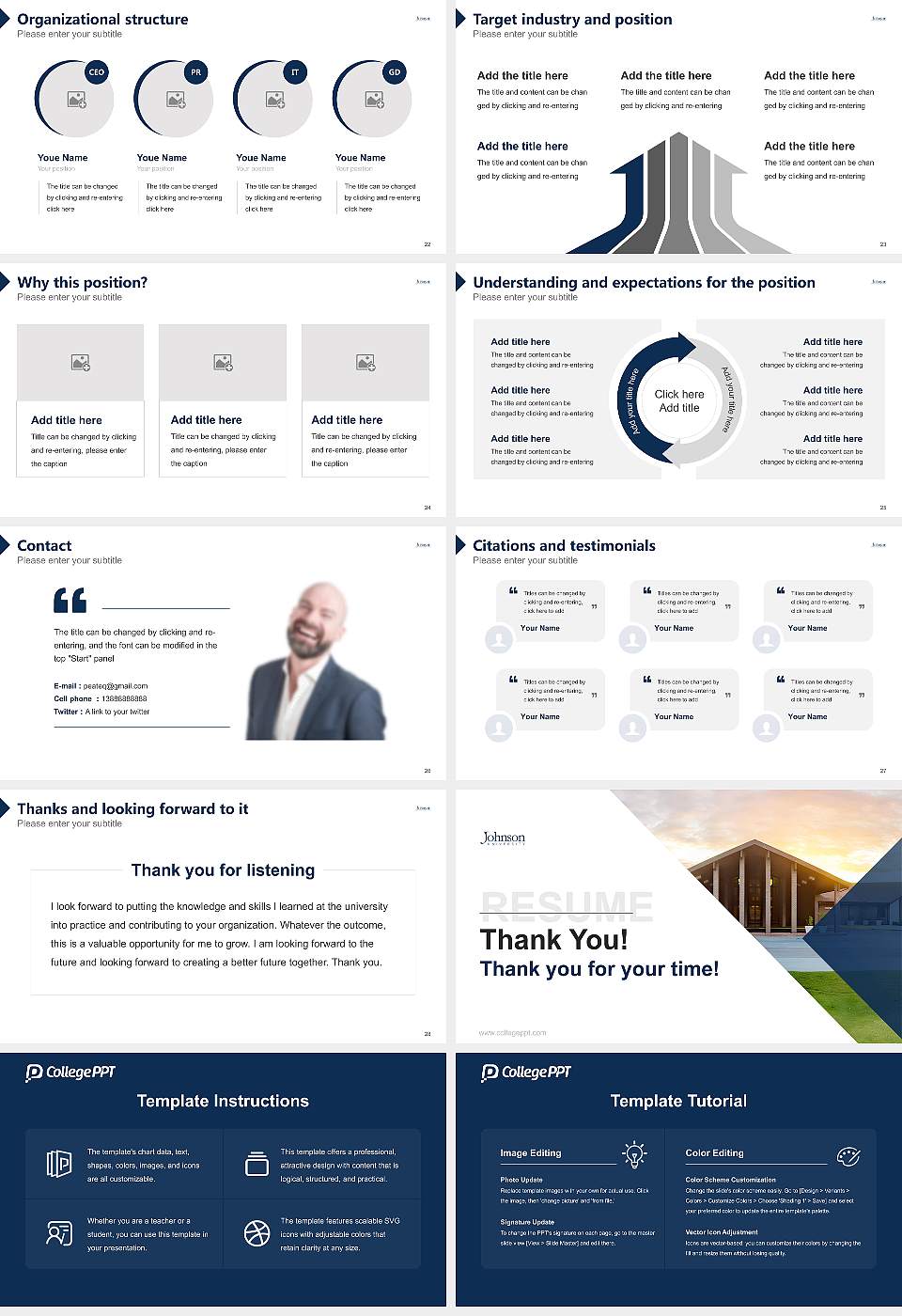 Johnson University Florida Resume PPT Template16:9 ratio PPT effect preview image4