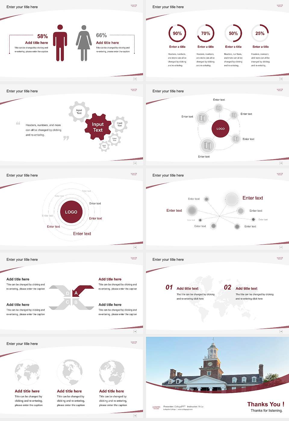 Lafayette College Course/Courseware Creation PPT Template16:9 ratio PPT effect preview image4