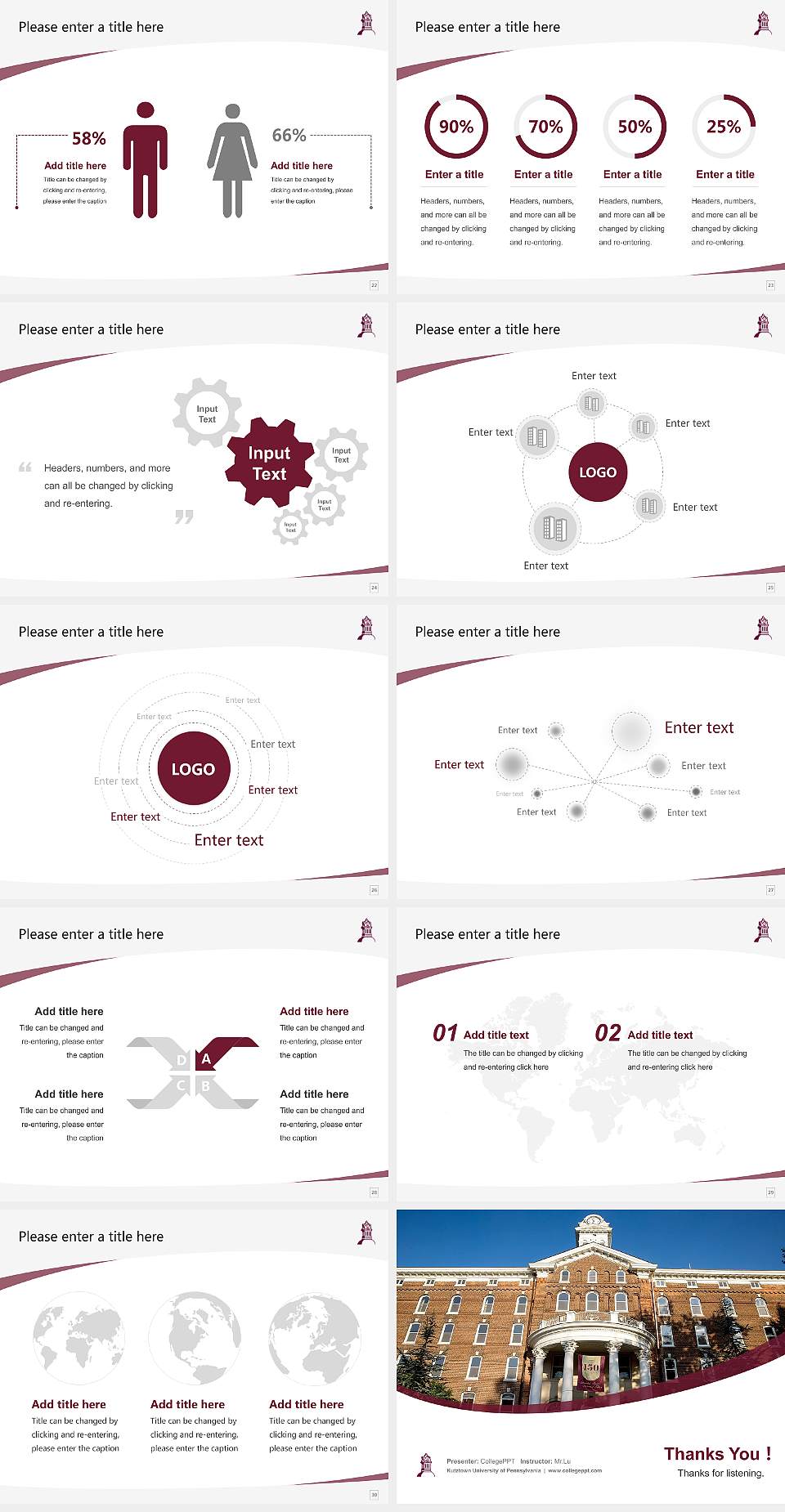 Kutztown University of Pennsylvania Course/Courseware Creation PPT Template4:3 ratio PPT effect preview image4