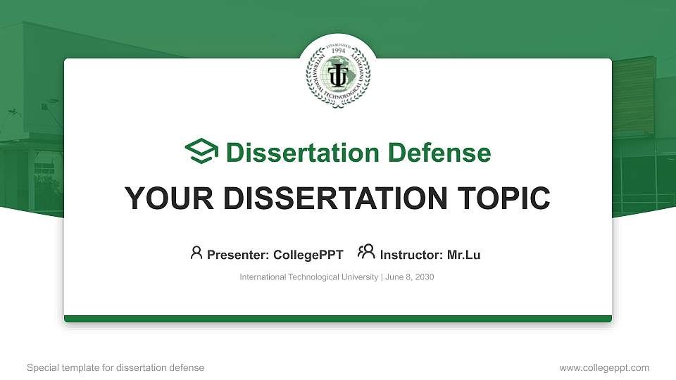 International Technological University Graduation Thesis Defense PPT Template16:9 ratio PPT effect preview image