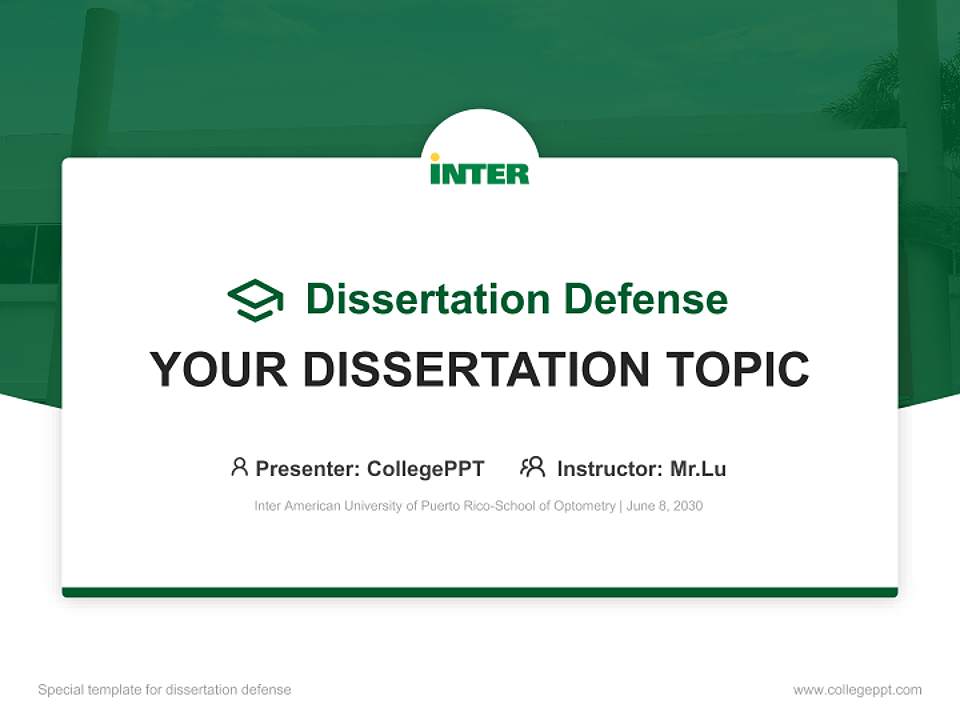 Inter American University of Puerto Rico-School of Optometry Graduation Thesis Defense PPT Template4:3 ratio PPT effect preview image7