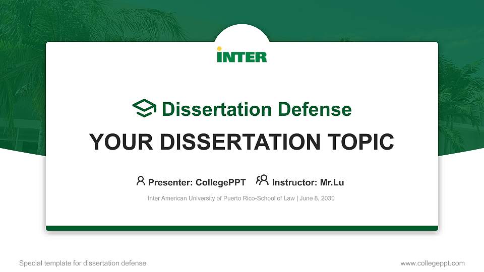 Inter American University of Puerto Rico-School of Law Graduation Thesis Defense PPT Template16:9 ratio PPT effect preview image