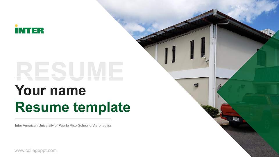 Inter American University of Puerto Rico-School of Aeronautics Resume PPT Template16:9 ratio PPT effect preview image