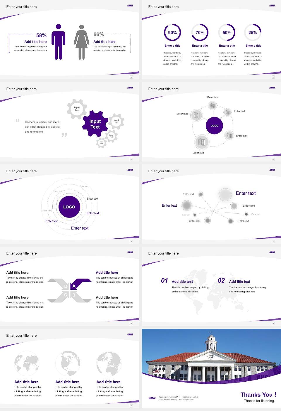 James Madison University Course/Courseware Creation PPT Template16:9 ratio PPT effect preview image4
