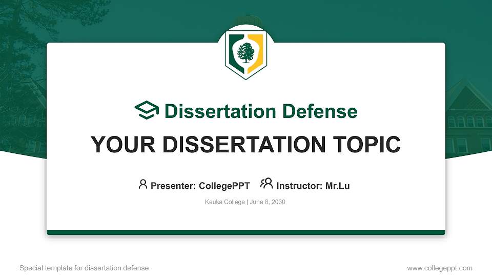 Keuka College Graduation Thesis Defense PPT Template16:9 ratio PPT effect preview image