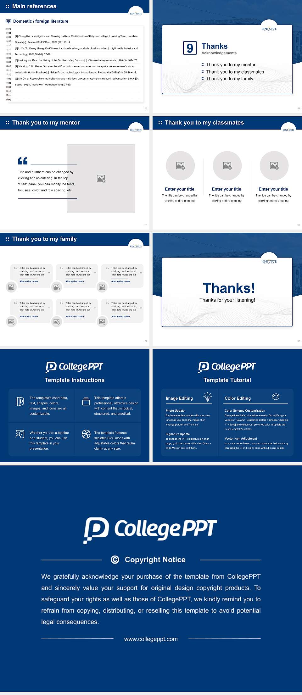 Kent State University at East Liverpool Graduation Thesis Defense PPT Template4:3 ratio PPT effect preview image7