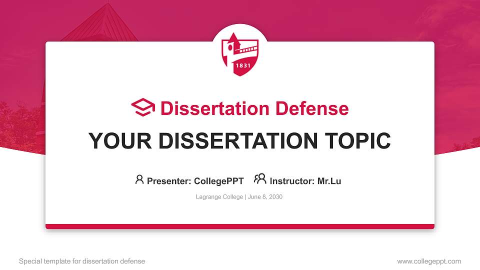 Lagrange College Graduation Thesis Defense PPT Template16:9 ratio PPT effect preview image