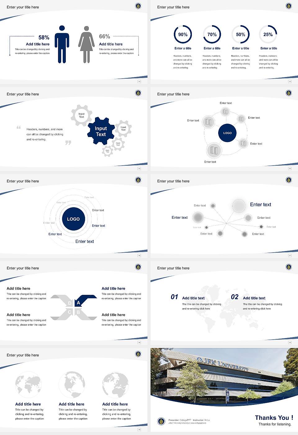 John F. Kennedy University Course/Courseware Creation PPT Template16:9 ratio PPT effect preview image4