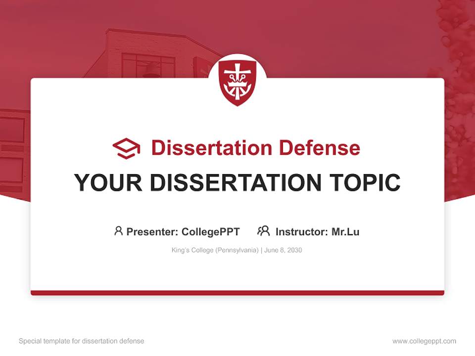 King’s College (Pennsylvania) Graduation Thesis Defense PPT Template4:3 ratio PPT effect preview image7