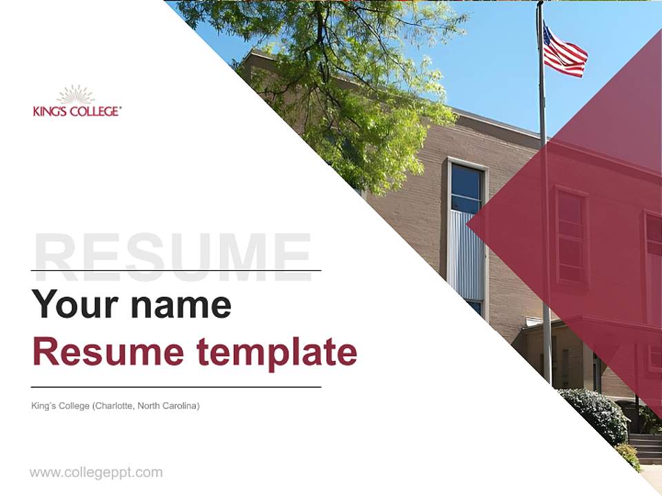 King’s College (Charlotte, North Carolina) Resume PPT Template4:3 ratio PPT effect preview image1