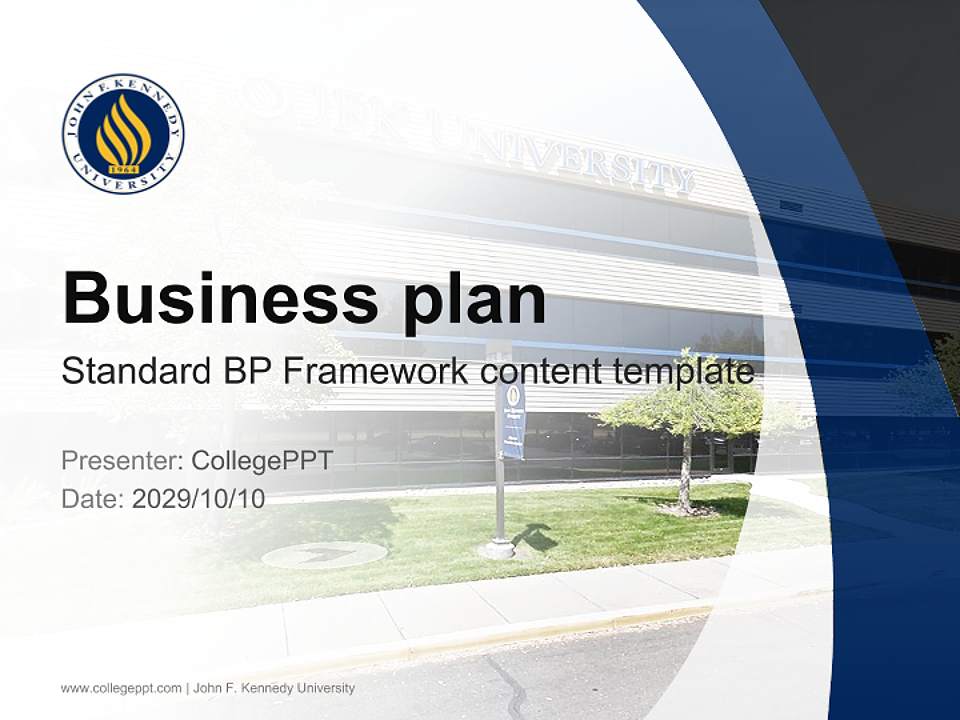 John F. Kennedy University Competition/Entrepreneurship Contest PPT Template4:3 ratio PPT effect preview image9