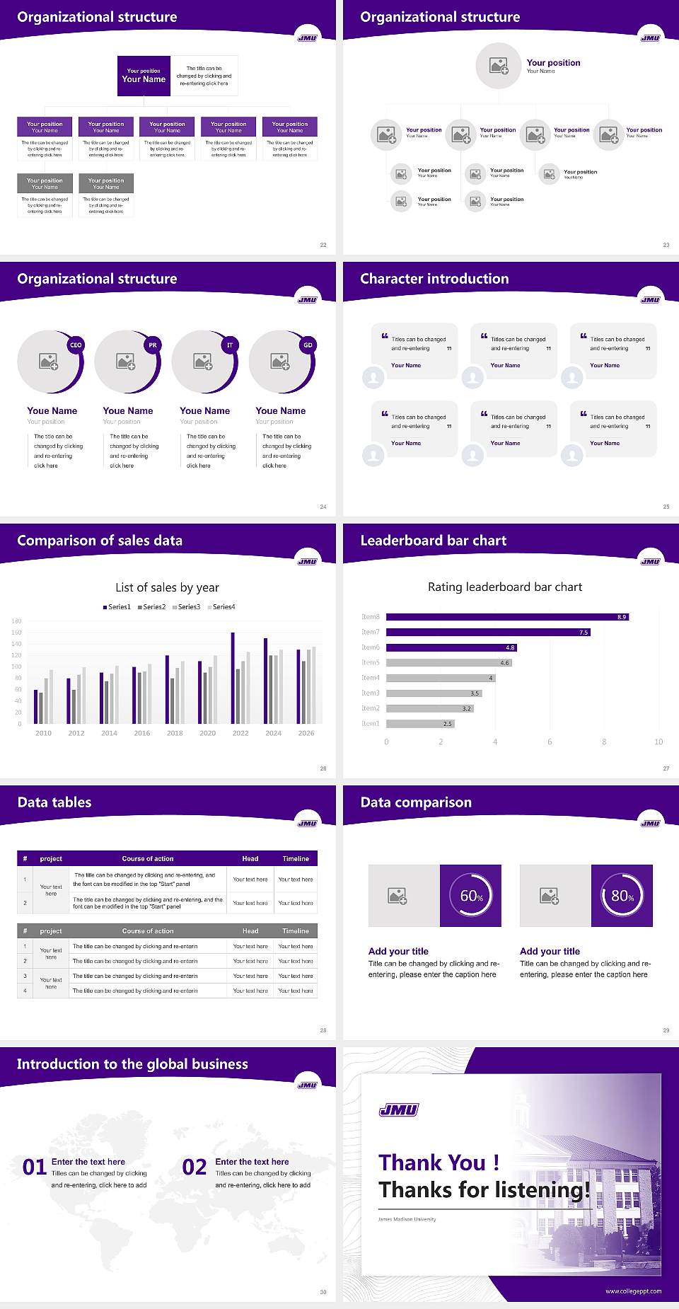 James Madison University Academic Presentation/Research Findings Report PPT Template4:3 ratio PPT effect preview image4