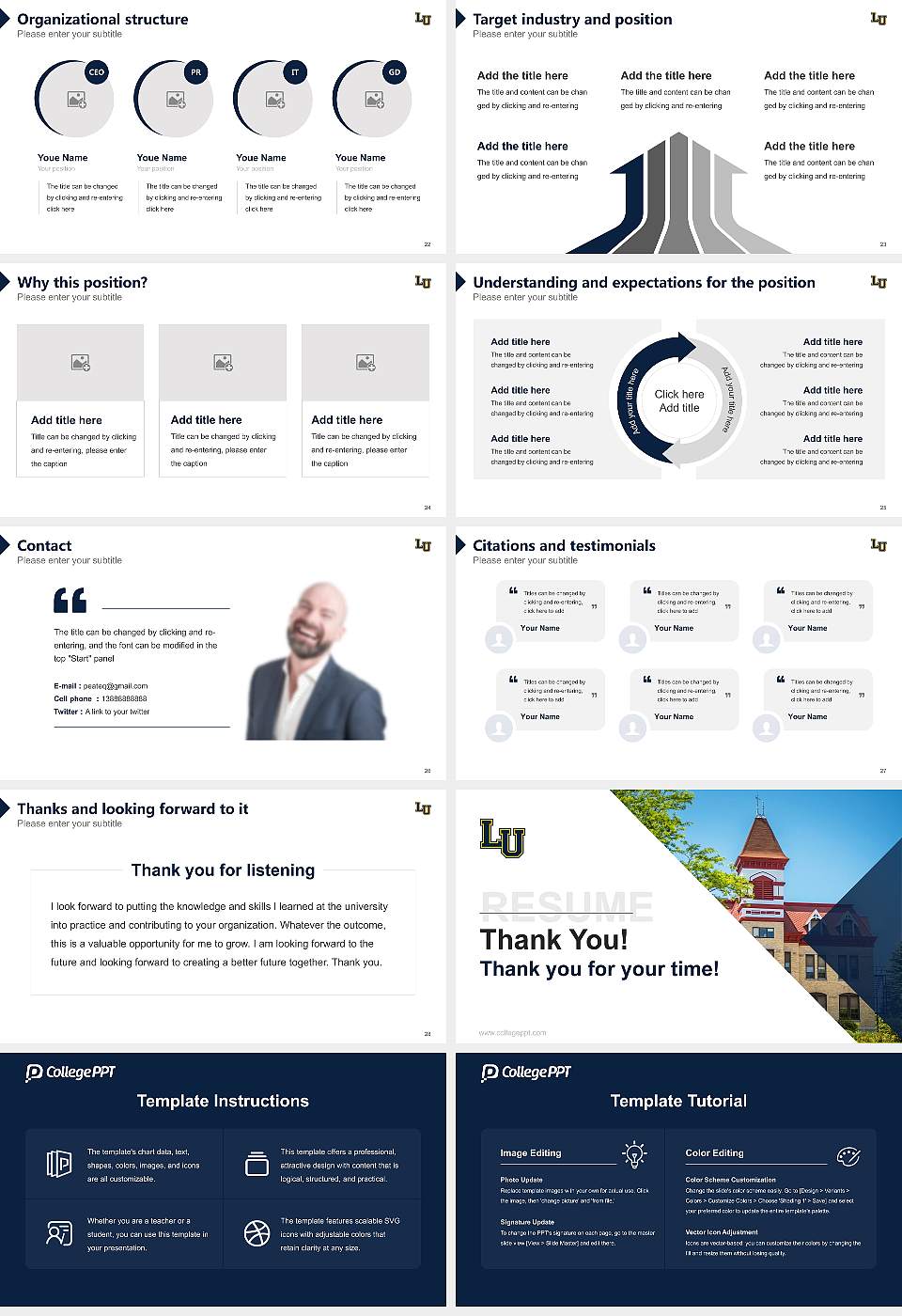 Lakeland University Resume PPT Template16:9 ratio PPT effect preview image4
