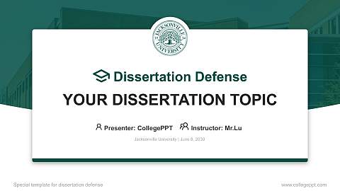 Jacksonville University Graduation Thesis Defense PPT Template