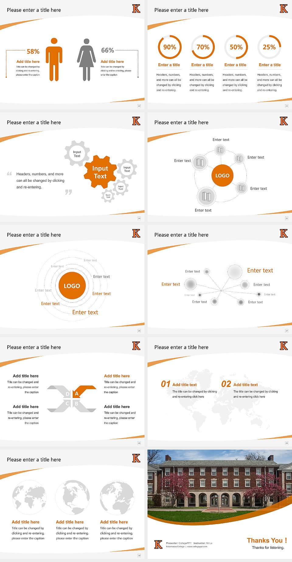 Kalamazoo College Course/Courseware Creation PPT Template4:3 ratio PPT effect preview image4