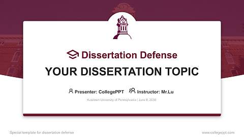Kutztown University of Pennsylvania Graduation Thesis Defense PPT Template