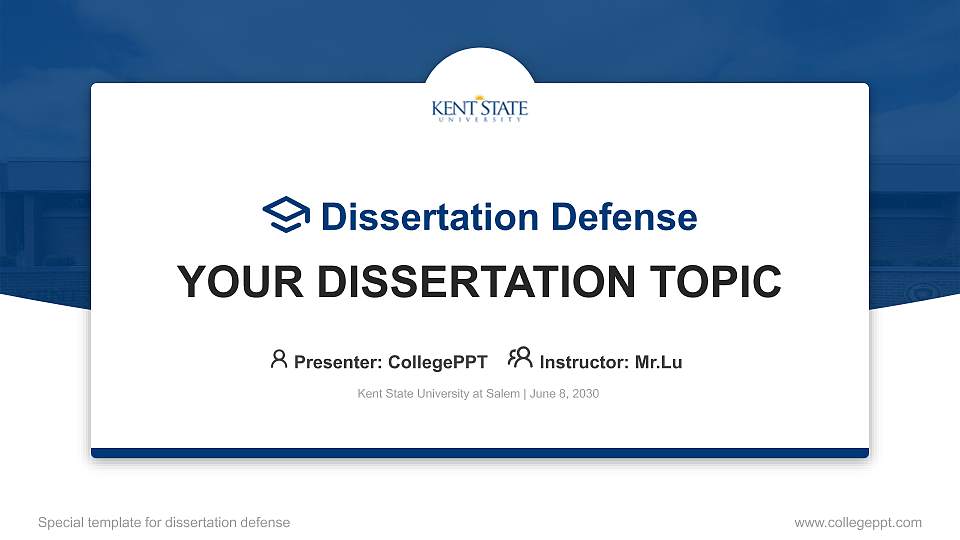 Kent State University at Salem Graduation Thesis Defense PPT Template16:9 ratio PPT effect preview image1