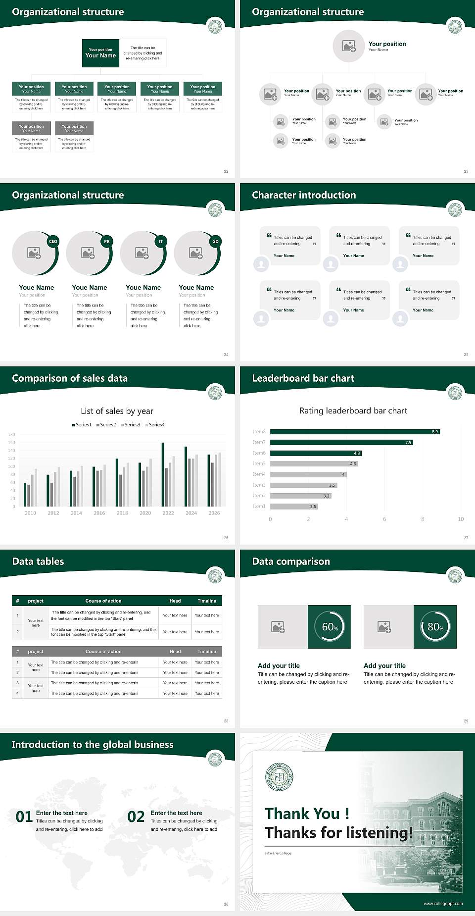 Lake Erie College Academic Presentation/Research Findings Report PPT Template4:3 ratio PPT effect preview image4