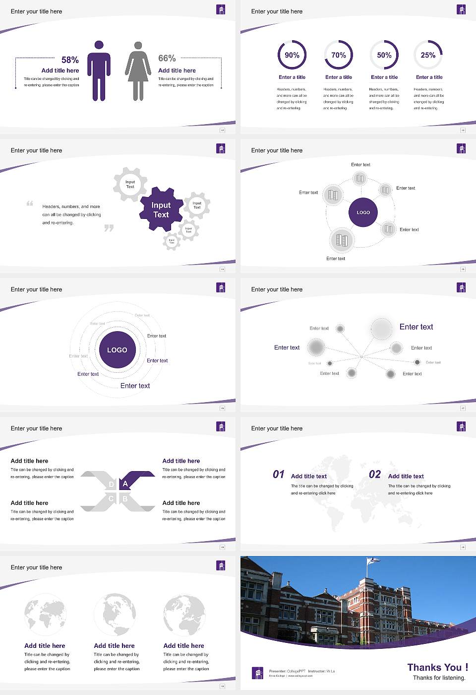 Knox College Course/Courseware Creation PPT Template16:9 ratio PPT effect preview image4