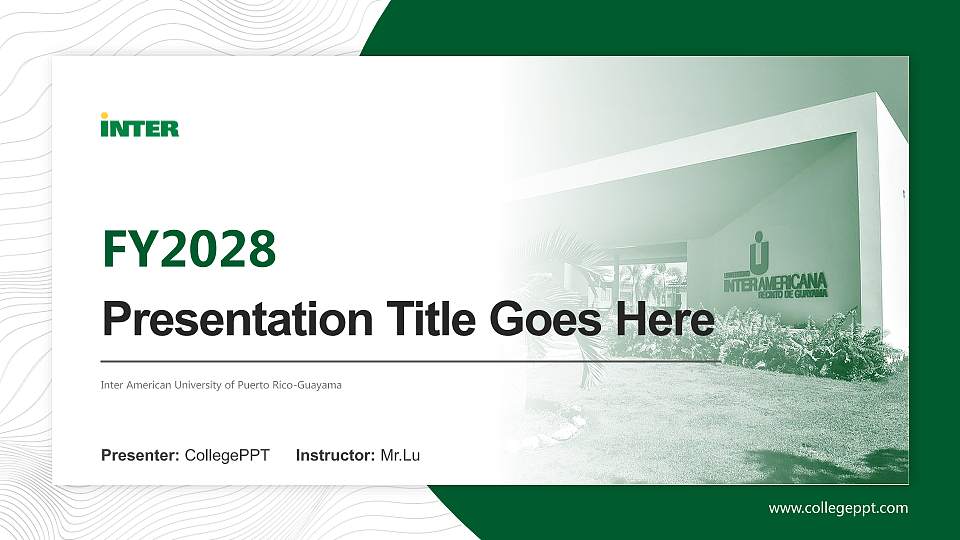 Inter American University of Puerto Rico-Guayama Academic Presentation/Research Findings Report PPT Template16:9 ratio PPT effect preview image